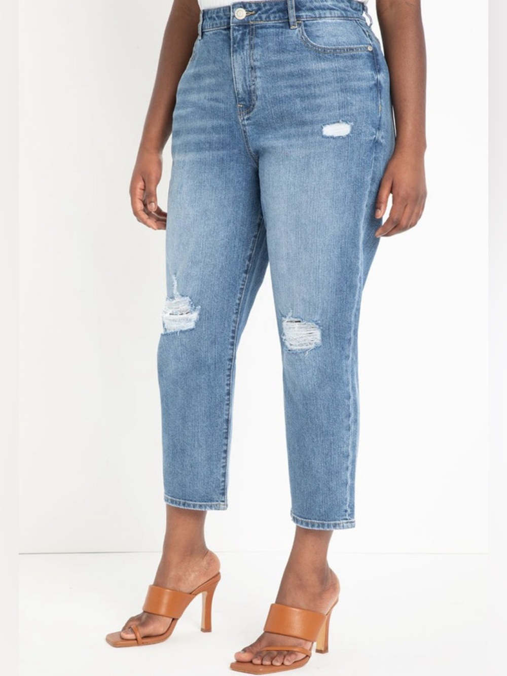 Eloquii Classic Fit Stretch Mom Jeans Cropped with High Waist